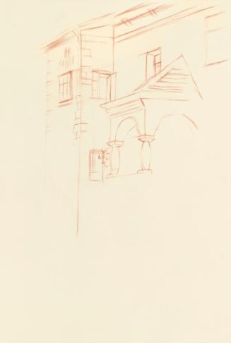 Alfred Wickenburg, Architekturskizze, um 1945, Rötel auf Transparentpapier, Blattmaße: 29,8 × 2 ...