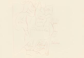 Alfred Wickenburg, Detailstudie mit Farbnotizen für das Gemälde "Sposalizio", 1942, Rötel auf P ...