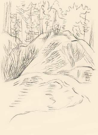 Alfred Wickenburg, Hügellandschaft mit Wald, um 1950, Kohle auf Papier, Blattmaße: 29,1 × 21 cm ...
