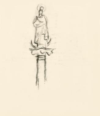 Alfred Wickenburg, Studie für das Wandbild "An der Hüfte des Engels": Mariensäule, um 1950, Koh ...