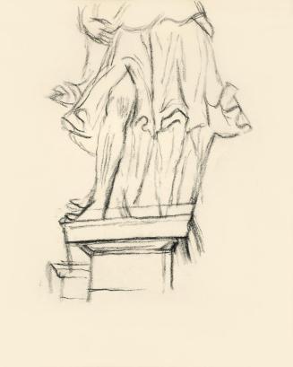 Alfred Wickenburg, Studie zum Faltenwurf einer Skulptur, um 1950, Kohle auf Transparentpapier,  ...