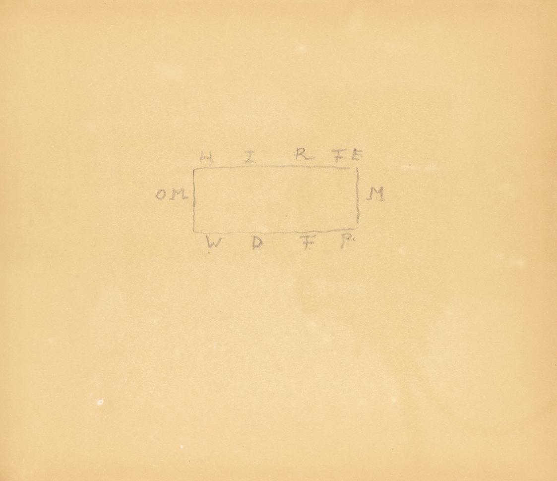 Alfred Wickenburg, Rechteck mit Buchstaben, um 1950, Bleistift auf Transparentpapier, Blattmaße ...