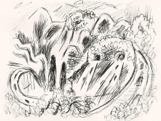 Alfred Wickenburg, Apennin, um 1970, Tintenstift auf Papier, Blattmaße: 30 × 40 cm, Leihgabe au ...