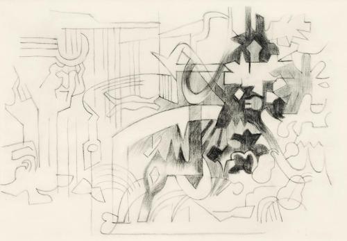 Alfred Wickenburg, Ca' d'Oro, 1953/1954, Kohle auf Papier, Blattmaße: 32 × 41,5 cm, Privatbesit ...