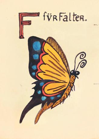 Alfred Wickenburg, Rococo Alphabet: Buchstabe F, 1919, Aquarell auf Papier, Blattmaße: 25,5 × 1 ...