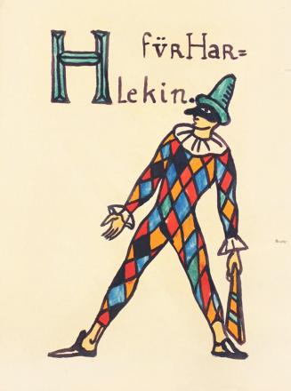 Alfred Wickenburg, Rococo Alphabet: Buchstabe H, 1919, Aquarell auf Büttenpapier, Blattmaße: 25 ...