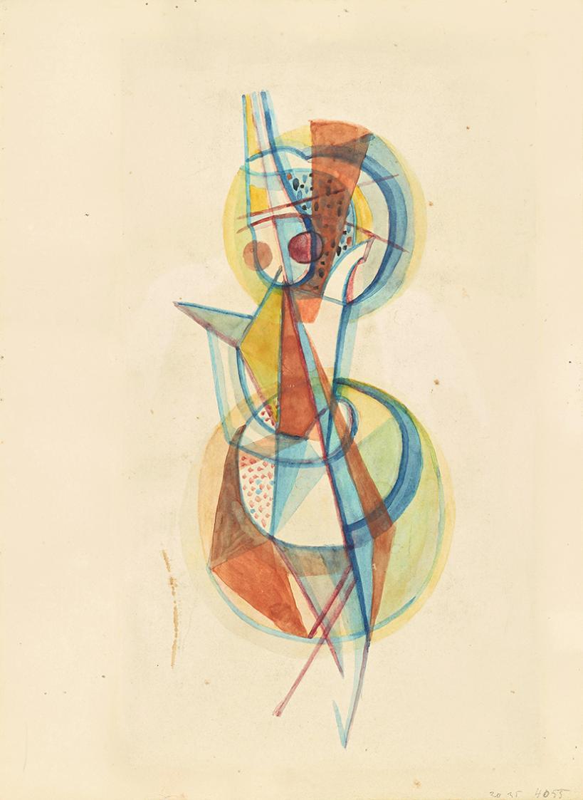 Alfred Wickenburg, Figur in Bewegung, um 1927, Aquarell auf Papier, Blattmaße: 38,3 × 28 cm, Pr ...