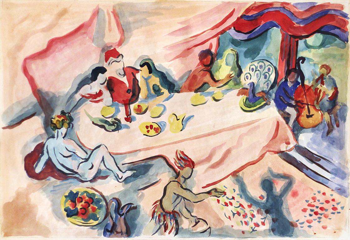 Alfred Wickenburg, Tanz der Salome, 1946, Aquarell auf Papier, Blattmaße: 44 × 63 cm, Leopold P ...