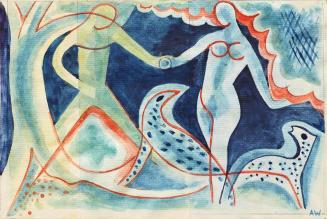 Alfred Wickenburg, Adam und Eva, um 1950, Aquarell auf Papier, Blattmaße: 31 × 46,5 cm, Privatb ...
