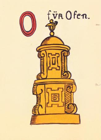 Alfred Wickenburg, Rococo Alphabet: Buchstabe O, 1919, Aquarell auf Büttenpapier, Blattmaße: 25 ...