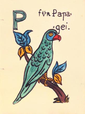 Alfred Wickenburg, Rococo Alphabet: Buchstabe P, 1919, Aquarell auf Büttenpapier, Blattmaße: 25 ...