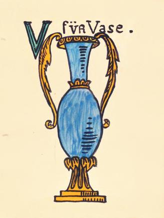 Alfred Wickenburg, Rococo Alphabet: Buchstabe V, 1919, Aquarell auf Büttenpapier, Blattmaße: 25 ...