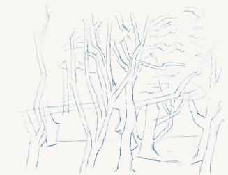 Alfred Wickenburg, Bäume, um 1956, Blauer Kugelschreiber auf Papier, Blattmaße: 24,1 × 32 cm, L ...