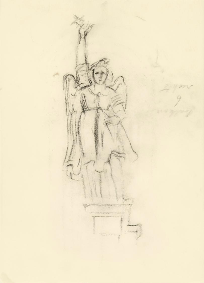 Alfred Wickenburg, Studie für das Wandbild "An der Hüfte des Engels": Engel des Mausoleums Kais ...