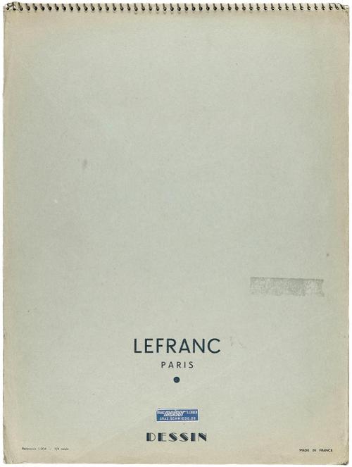 Alfred Wickenburg, Skizzenbuch LEFRANCE PARIS DESSIN (Nr. 42), um 1955, Kohle und blauer Kugels ...