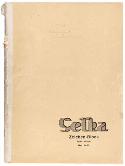 Alfred Wickenburg, Selka Zeichen-Block No. 2432: Klagenfurt, Warmbad Villache, 1944, Rötel und  ...