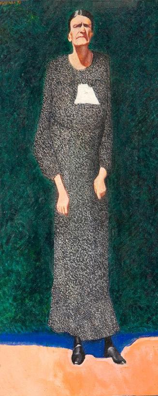 Kurt Hüpfner, Großmutter, 1972, Acryl auf Leinwand, 70 × 29,5 cm, Privatbesitz