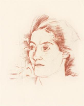 Alfred Wickenburg, Porträtstudie Heidi Böck, 1943, Rötel auf Papier, Lichte Maße: 44,7 × 34,5 c ...