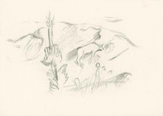Alfred Wickenburg, Landschaft mit Kuh, 1920/1923, Graphit auf Papier, Blattmaße: 24 × 33,4 cm,  ...