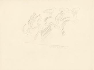 Alfred Wickenburg, Zwei Reiter in einer Lanschaft, 1920/1923, Bleistift auf Papier, Blattmaße:  ...