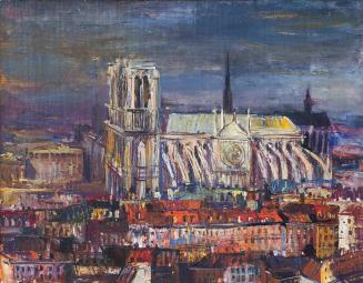 Otto Rudolf Schatz, Paris, Notre Dame, 1937, Öl auf Papier, 32,2 × 41,5 cm, Privatbesitz