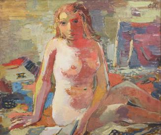 Otto Rudolf Schatz, Sitzender Frauenakt, lesend, um 1947, Öl auf Leinwand, 55,5 × 65,3 cm, Priv ...