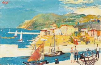 Otto Rudolf Schatz, Hafen von Amalfi, um 1948, Öl auf Holz, 30 × 46 cm, Privatbesitz