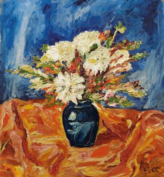 Otto Rudolf Schatz, Blumenstrauß in blauer Vase, 1958, Öl auf Leinwand, 71 × 66 cm, Privatbesit ...