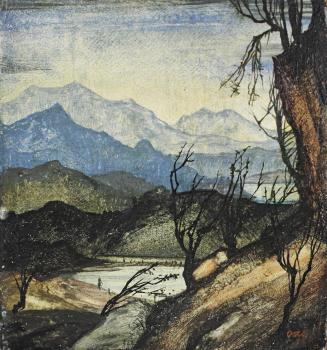 Otto Rudolf Schatz, Landschaft, um 1937, Aquarell/Kasein/Japanlack auf Holz, 11,5 × 10 cm, Schü ...