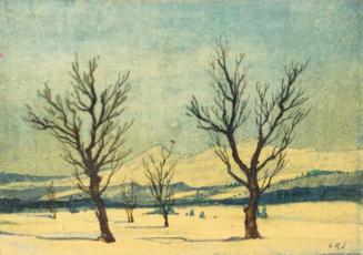 Otto Rudolf Schatz, Winterlandschaft, um 1937, Kaseintempera, Japanlack auf Holz, 5 × 6,5 cm, P ...