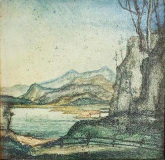 Otto Rudolf Schatz, Seenlandschaft, 1931, Kaseintempera,  Japanlack auf Holz, 17,8 × 18 cm, Pri ...