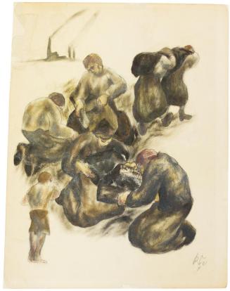 Otto Rudolf Schatz, Lumpensammler, 1921, Tempera, Bleistift auf Papier, 63,8 × 52 cm, Privatbes ...