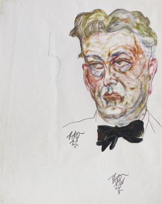Otto Rudolf Schatz, Blonder Mann mit Fliege, 1922, Schwarze Kreide, Tempera auf Papier, 42 × 34 ...