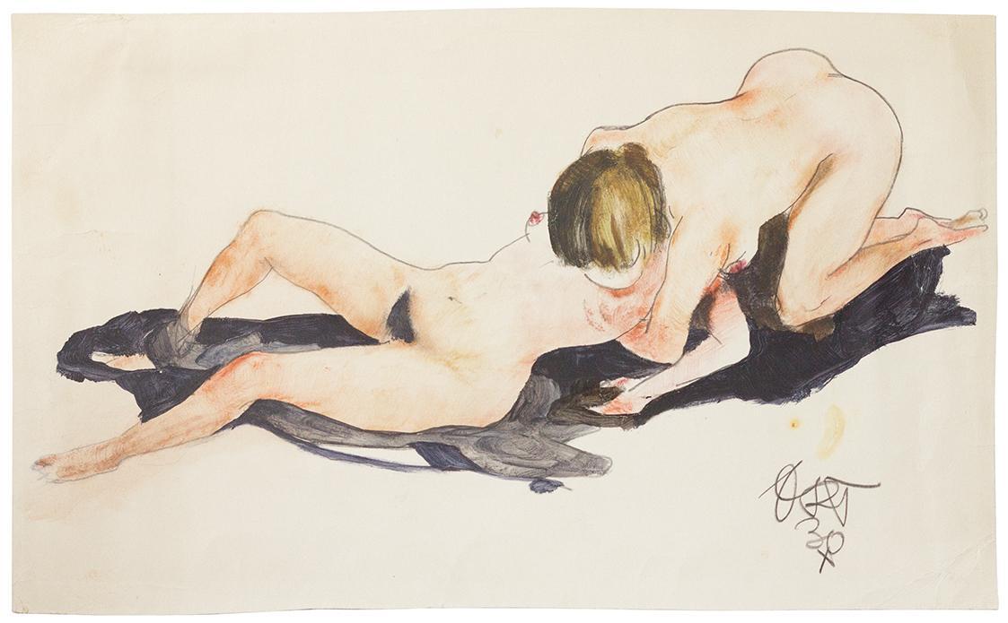 Otto Rudolf Schatz, Freundinnen, 1930, Bleistift, Aquarell und Tempera auf Papier, 22,5 × 37 cm ...