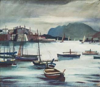 Otto Rudolf Schatz, Bootshafen, um 1935, Öl auf Leinwand, 58 × 66 cm, Privatbesitz