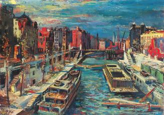Otto Rudolf Schatz, Am Donaukanal in Wien, um 1946, Öl auf Leinwand, 57,2 × 80,4 cm, Oesterreic ...
