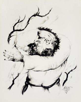 Otto Rudolf Schatz, Moses vor dem Dornbusch, 1925, Druckerschwärze auf Papier, 66 × 50,3 cm, Pr ...