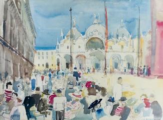 Otto Rudolf Schatz, Venedig, Café Quadri am Marcusplatz, 1935/36, Aquarell auf Papier, 35 × 45, ...