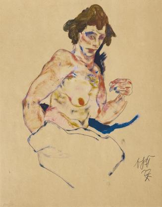 Otto Rudolf Schatz, Sitzender weiblicher Akt, 1922, Tempera, Bleistift auf Papier, 39,4 × 32 cm ...