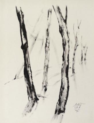 Otto Rudolf Schatz, Bäume, 1923, Druckerschwärze auf Papier, 62,5 × 46 cm, Privatbesitz
