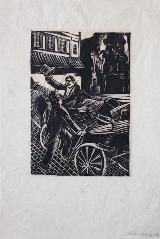 Otto Rudolf Schatz, Wiener Fiaker, 1929, Holzschnitt, Blattmaße: 23,3 × 15,5 cm, Privatbesitz