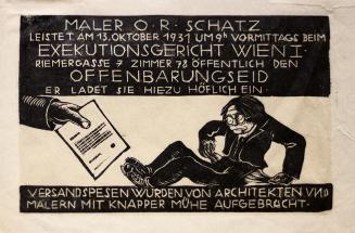 Otto Rudolf Schatz, Maler O. R. Schatz leistet beim Exekutionsgericht Offenbarungseid, 1931, Ho ...