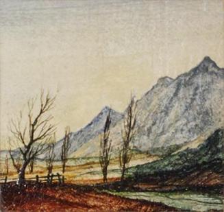 Otto Rudolf Schatz, Gebirgslandschaft, um 1942, Kaseintempera, Japanlack auf Holz, 5 × 5 cm, Pr ...