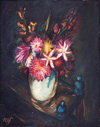 Otto Rudolf Schatz, Astern und Gladiolen, 1923, Öl auf Malkarton, 69 × 53 cm, Unbekannter Besit ...