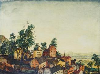 Otto Rudolf Schatz, Stadtlandschaft, um 1938, Kaseintempera, Japanlack auf Karton, 22 × 30 cm,  ...