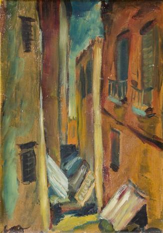 Otto Rudolf Schatz, Enge Gasse in Venedig, um 1924, Öl auf Holz, 41 × 29,5 cm, Privatbesitz