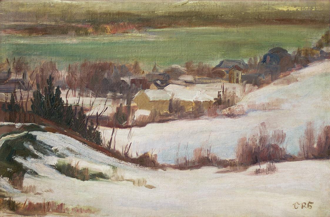 Otto Rudolf Schatz, Winterliche Donaulandschaft bei Langenzersdorf, um 1934, Öl auf Karton, 30, ...