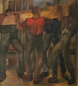 Otto Rudolf Schatz, Der Aufbau, Teil I, 1929, Wandmalerei, Kaseintempera, Wien Museum MUSA, Inv ...