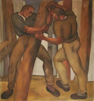 Otto Rudolf Schatz, Der Aufbau, Teil II, 1929, Wandmalerei, Kaseintempera, Wien Museum MUSA, In ...