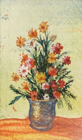 Otto Rudolf Schatz, Dahlien in Vase, um 1931, Kaseintempera, Japanlack auf Holz, 2,5 × 4,4 cm,  ...